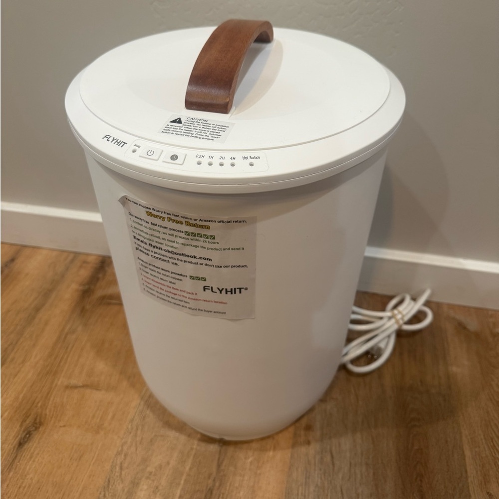 Large Towel Warmer for Bathroom - White Plastic, Heated Bucket, Open Box, FLYHIT